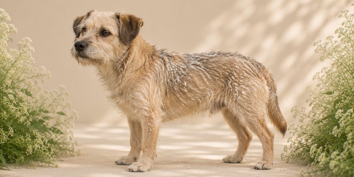 Border Terrier in weichem Licht — Fell ohne Feuchtigkeit und Glanz